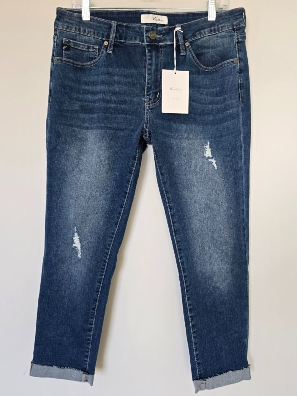 KanCan Mid Rise Cropped Skinny Jeans 30 Med Wash Raw Hem NWT
